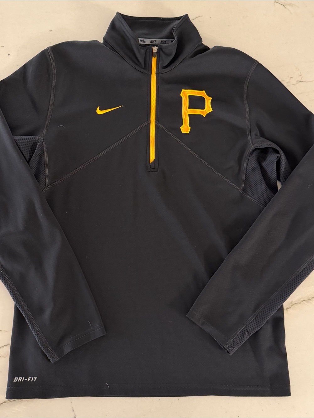 Nike Pittsburgh Pirates Quarter‑Zip Pullover Medium Black Dri Fit